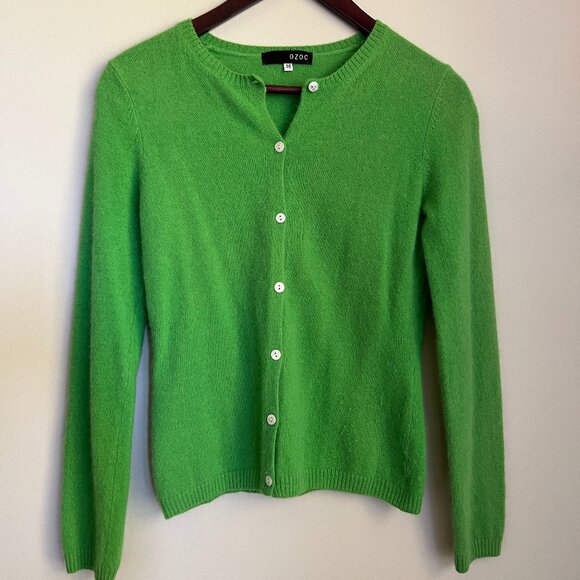 Green Mohair Wool Cardigan - Picture 1 of 5